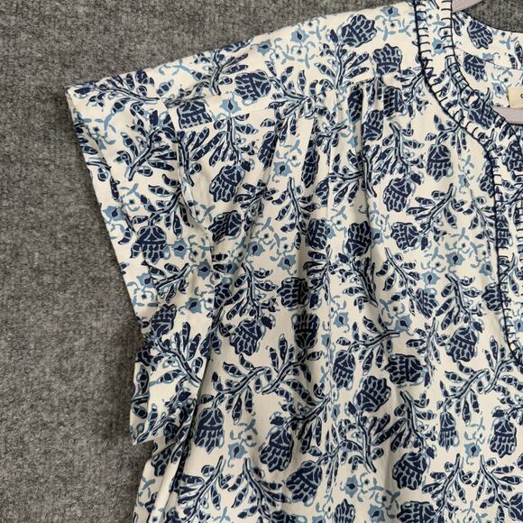 Saloni Size 10 Ashley Babydoll Mini Dress White Cotton Floral Print Cap Sleeves - Picture 7 of 13